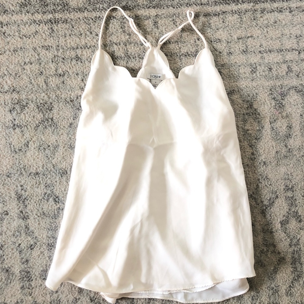 J. Crew Women’s Cream Scalloped Racerback Tank Top